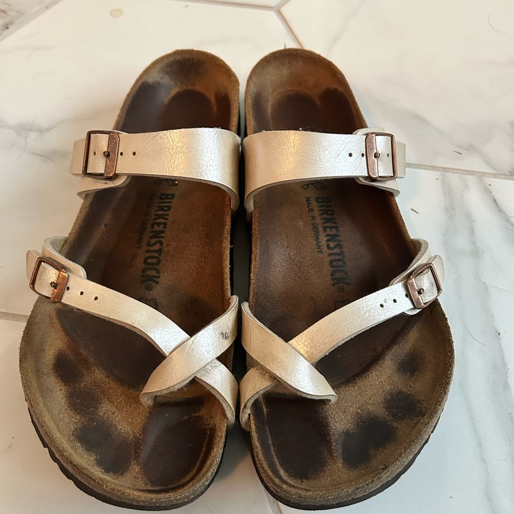 Birkenstock Mayari Pearl White Sandals Size 41